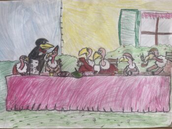 Dessin de Ellie et ses amies Clotilde et Estelle